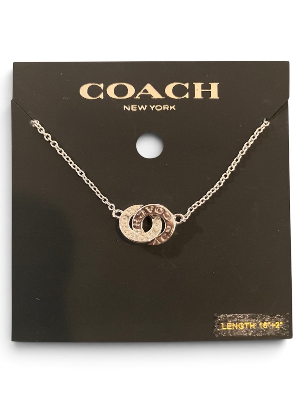 Coach Silver Interlocking Double-Ring Necklace